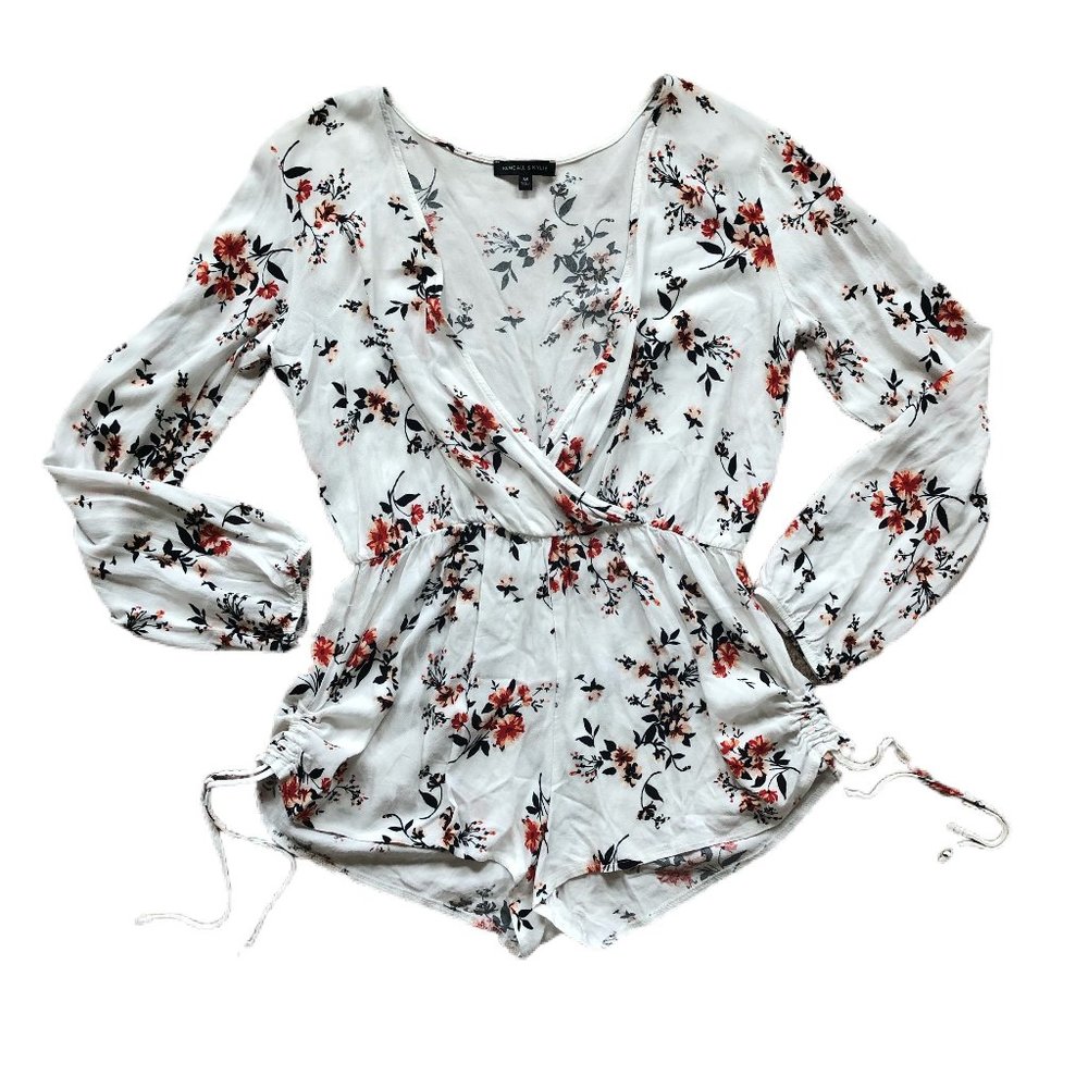 Kendall & Kylie Floral Long Sleeve Shorts Romper M